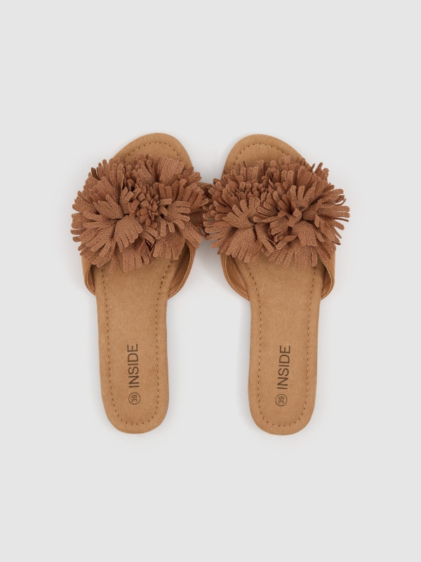 Pom-pom slide sandal light brown zenithal view
