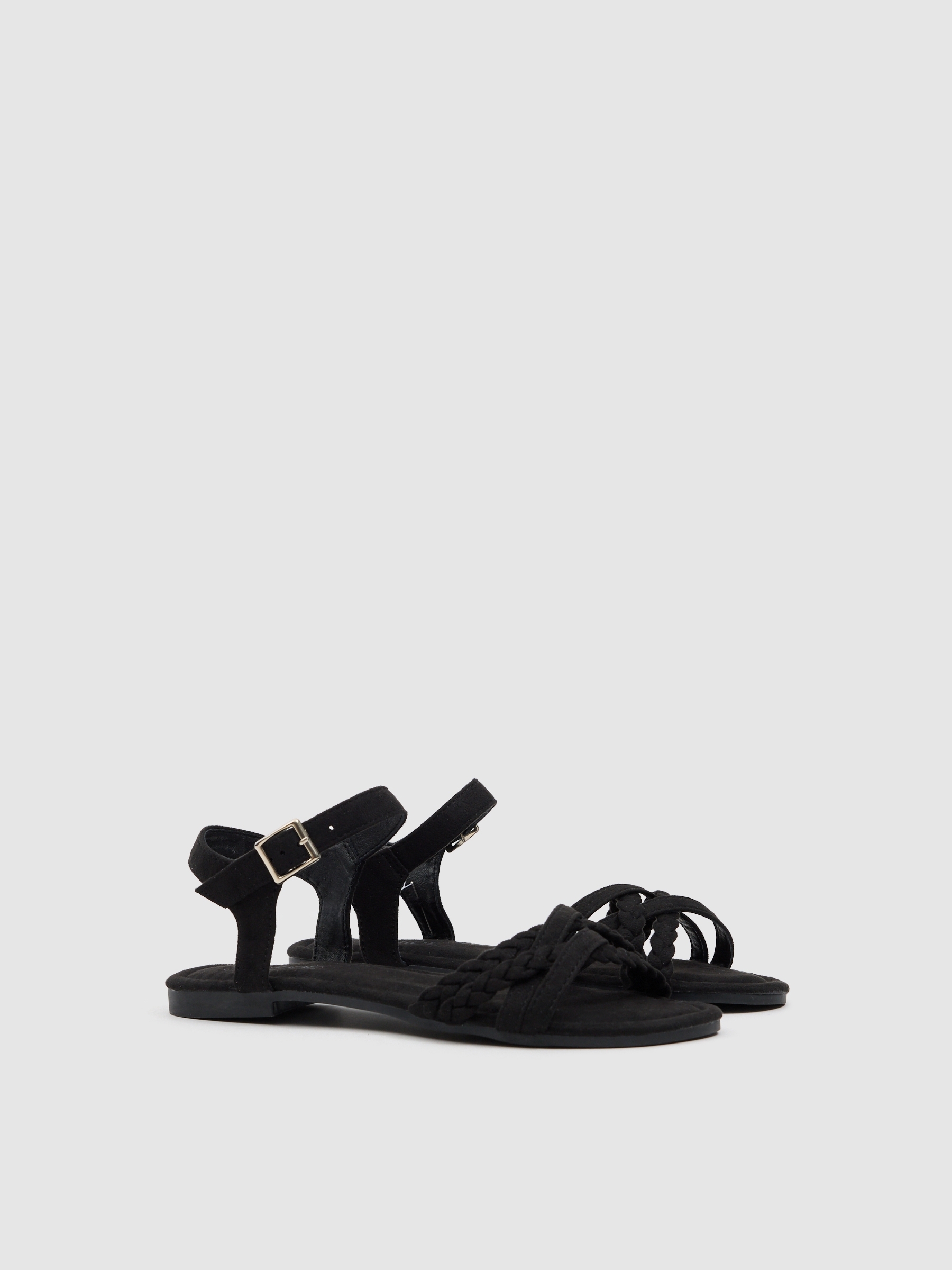 Black braided strap sandal black