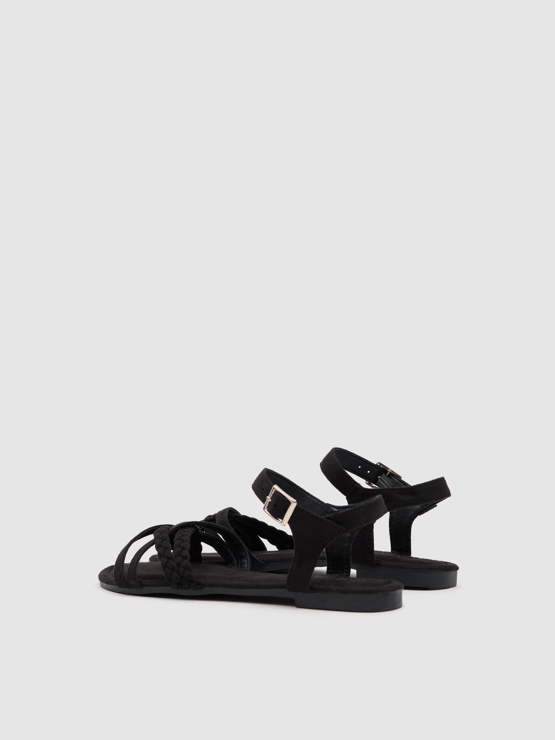 Black braided strap sandal black