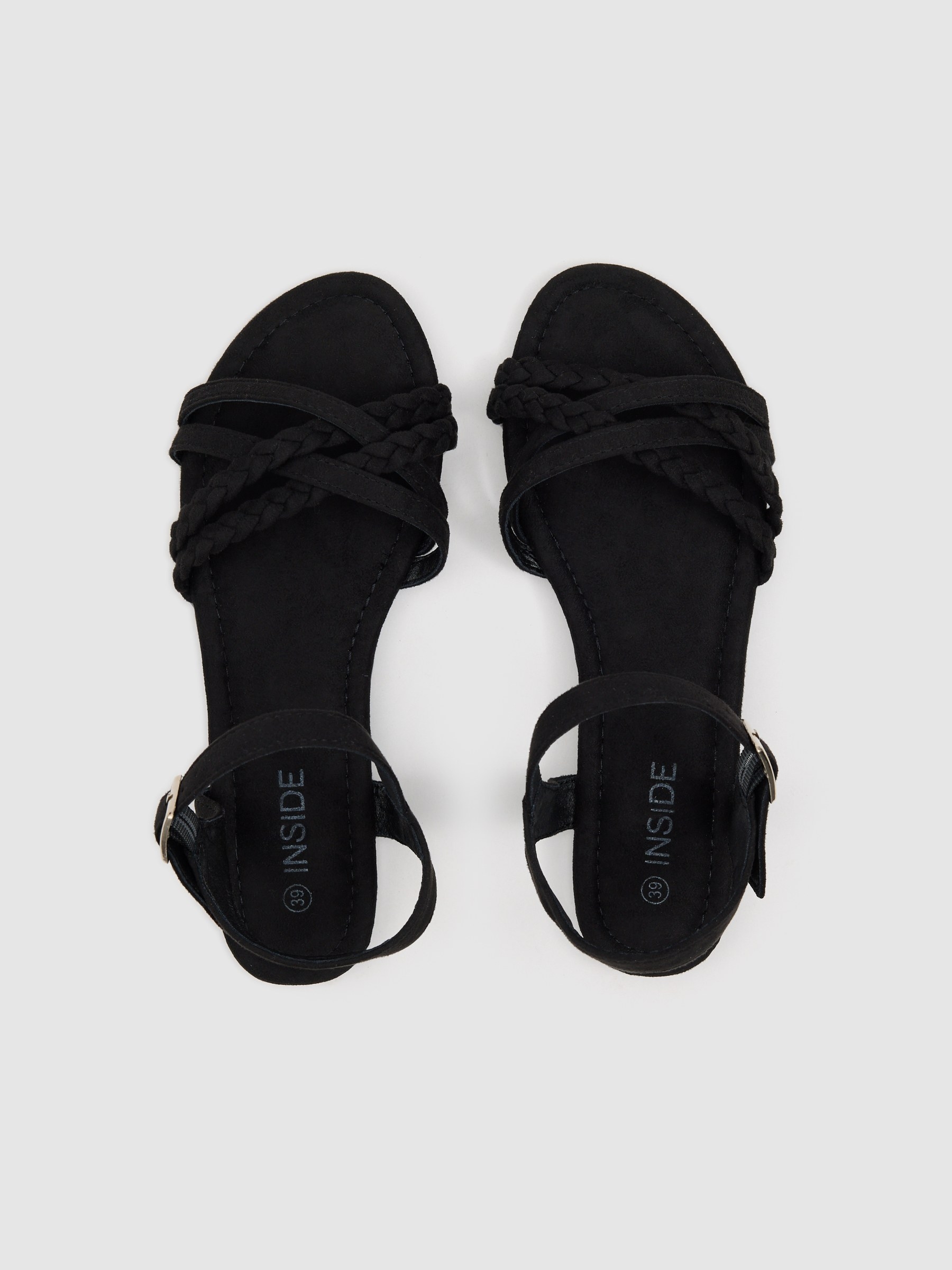 Black braided strap sandal black