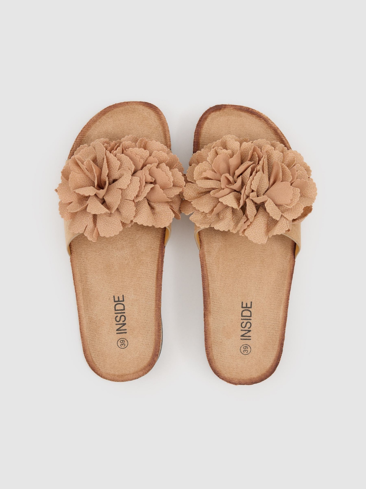 Bio sandal with pompom brown zenithal view