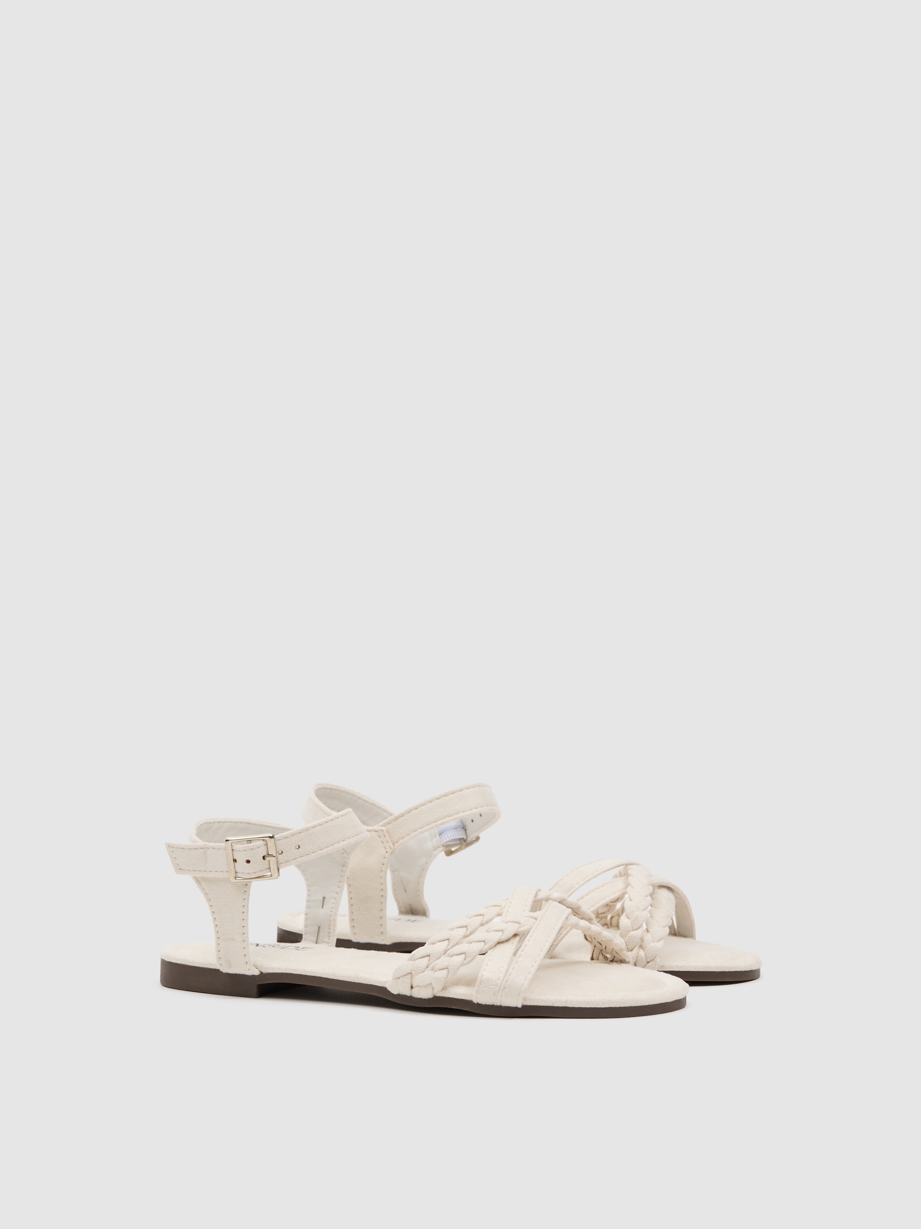 braided crisscross sandal beige