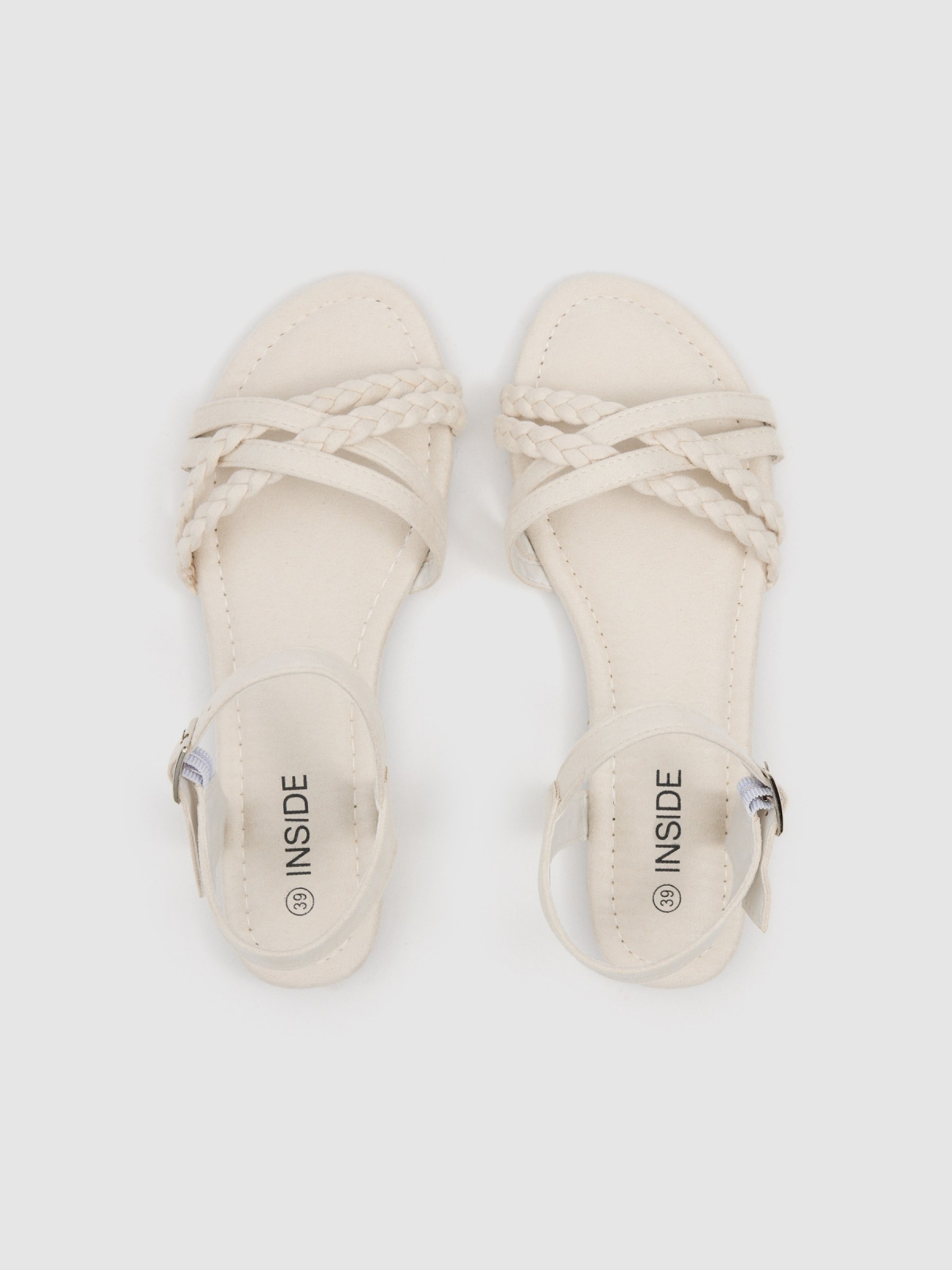 Sandalia cruzada trenzada beige vista cenital