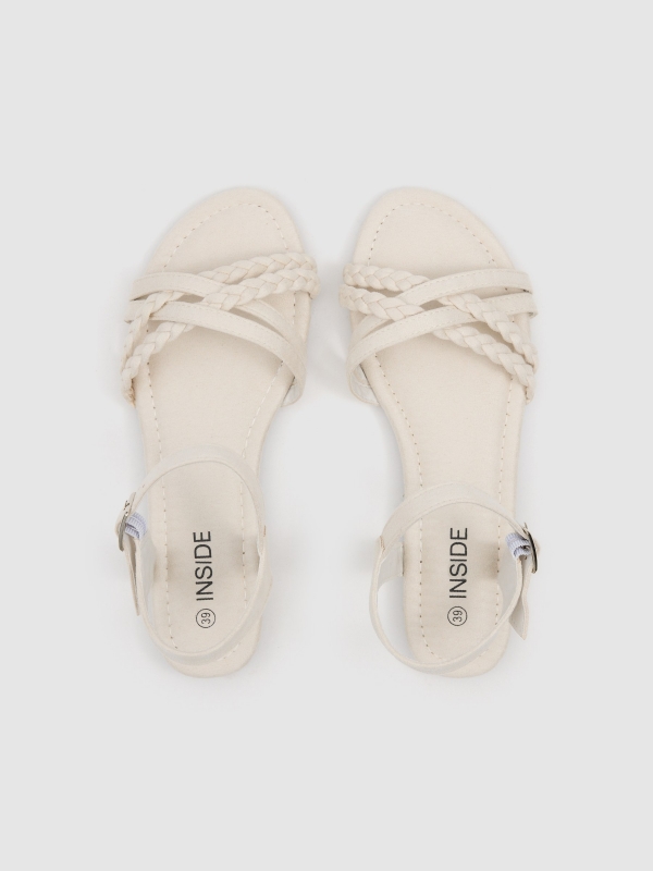 Sandalia cruzada trenzada beige vista cenital