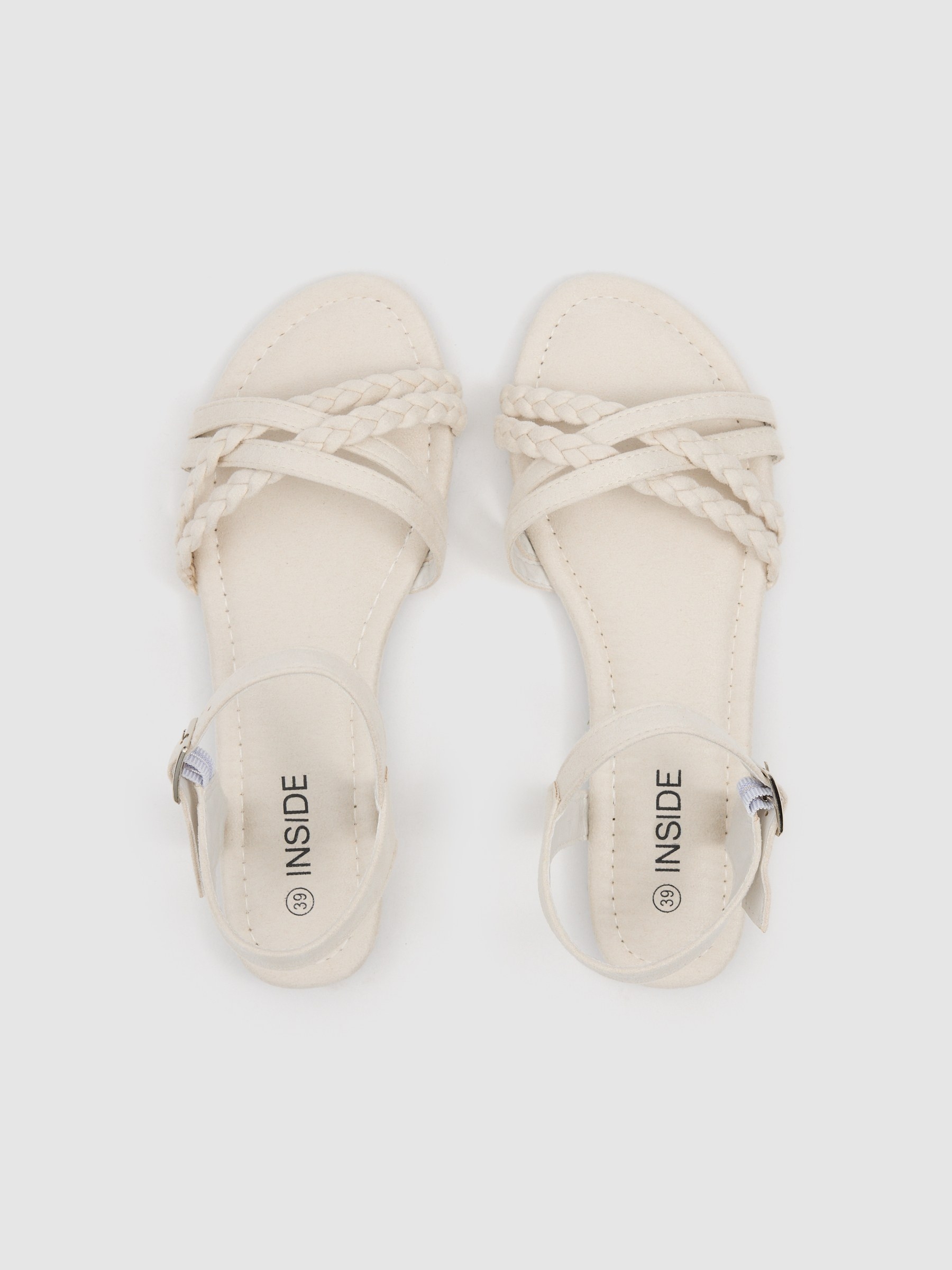 Sandalia cruzada trenzada beige