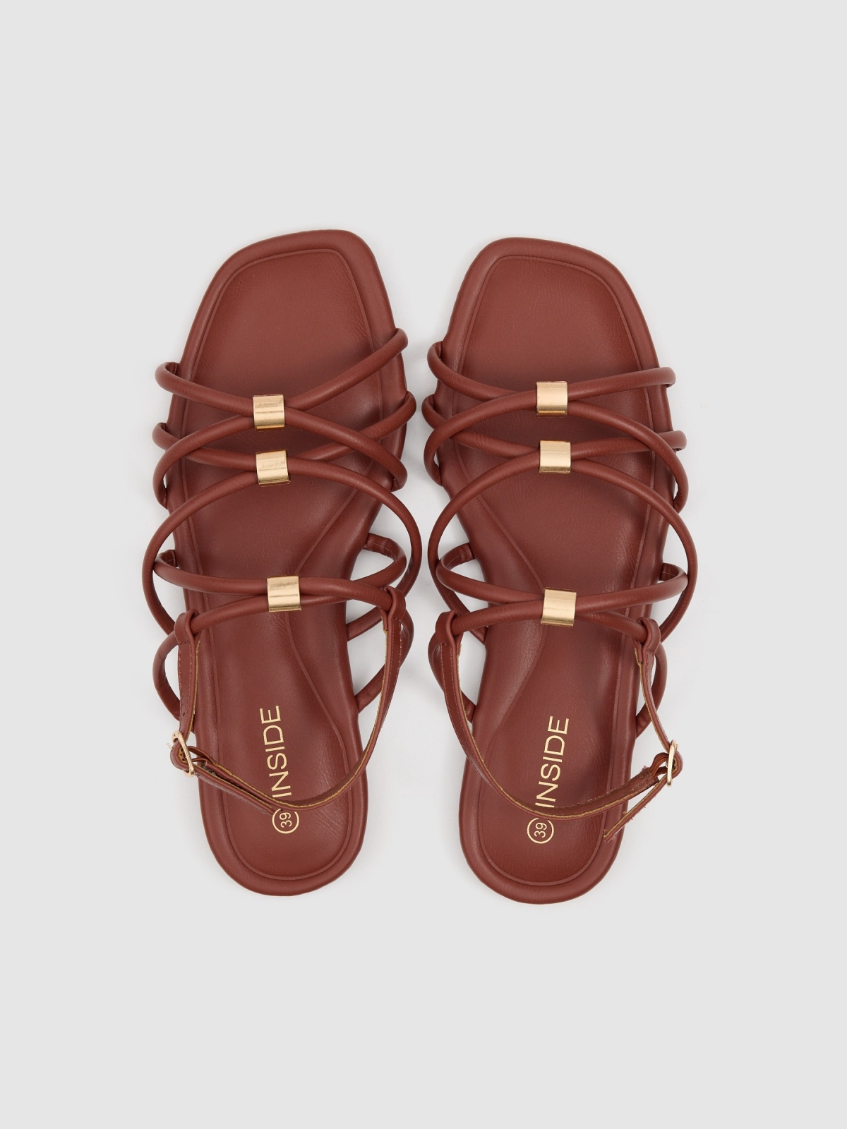 Flat strappy sandal brown zenithal view