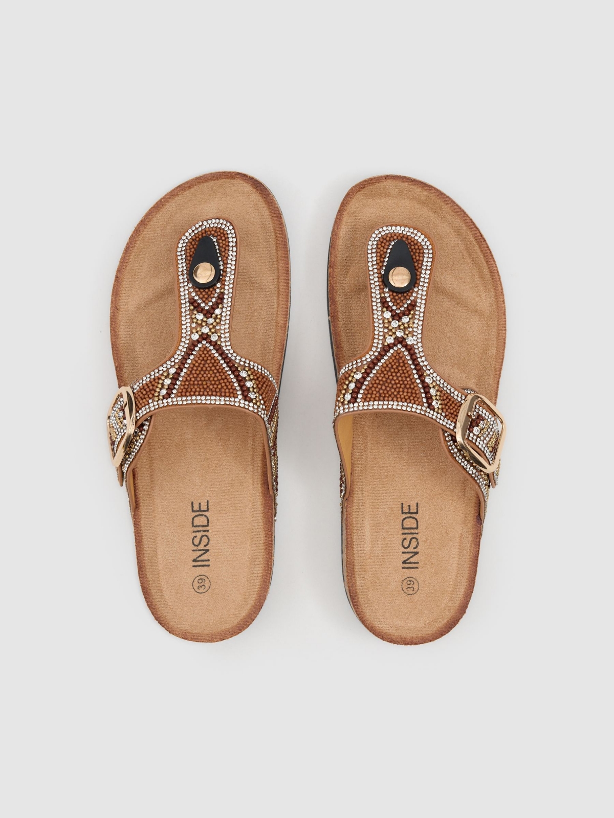 bio wedge sandal with glitter brown zenithal view