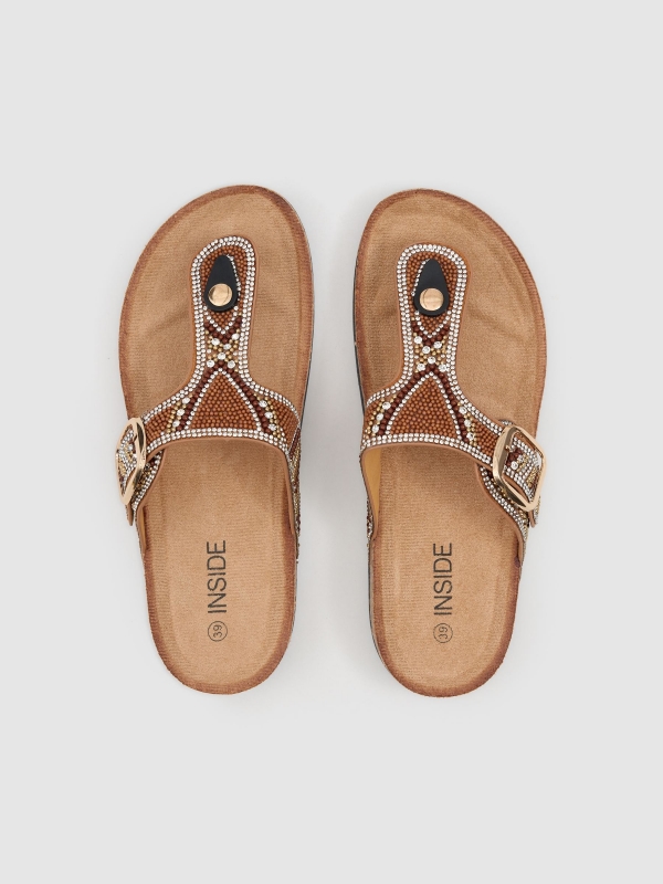 bio wedge sandal with glitter brown zenithal view