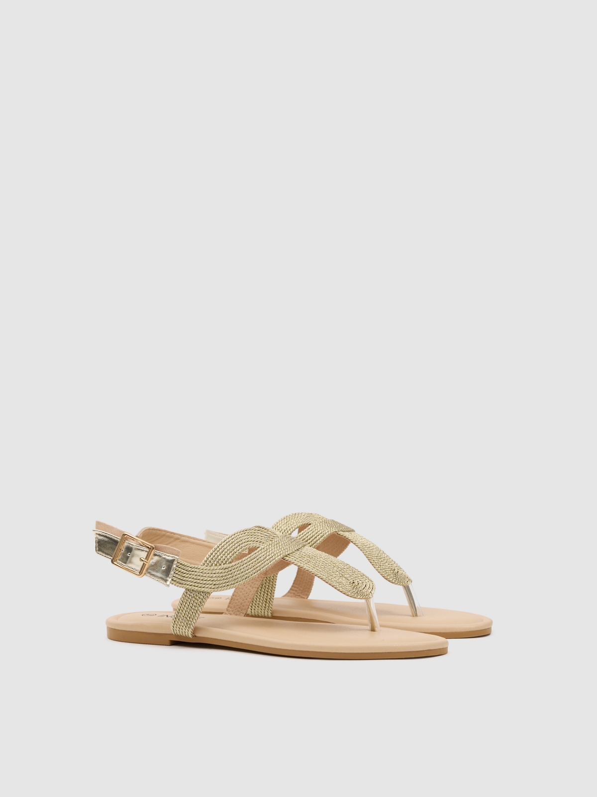 flat braided thong sandal beige 45º front view