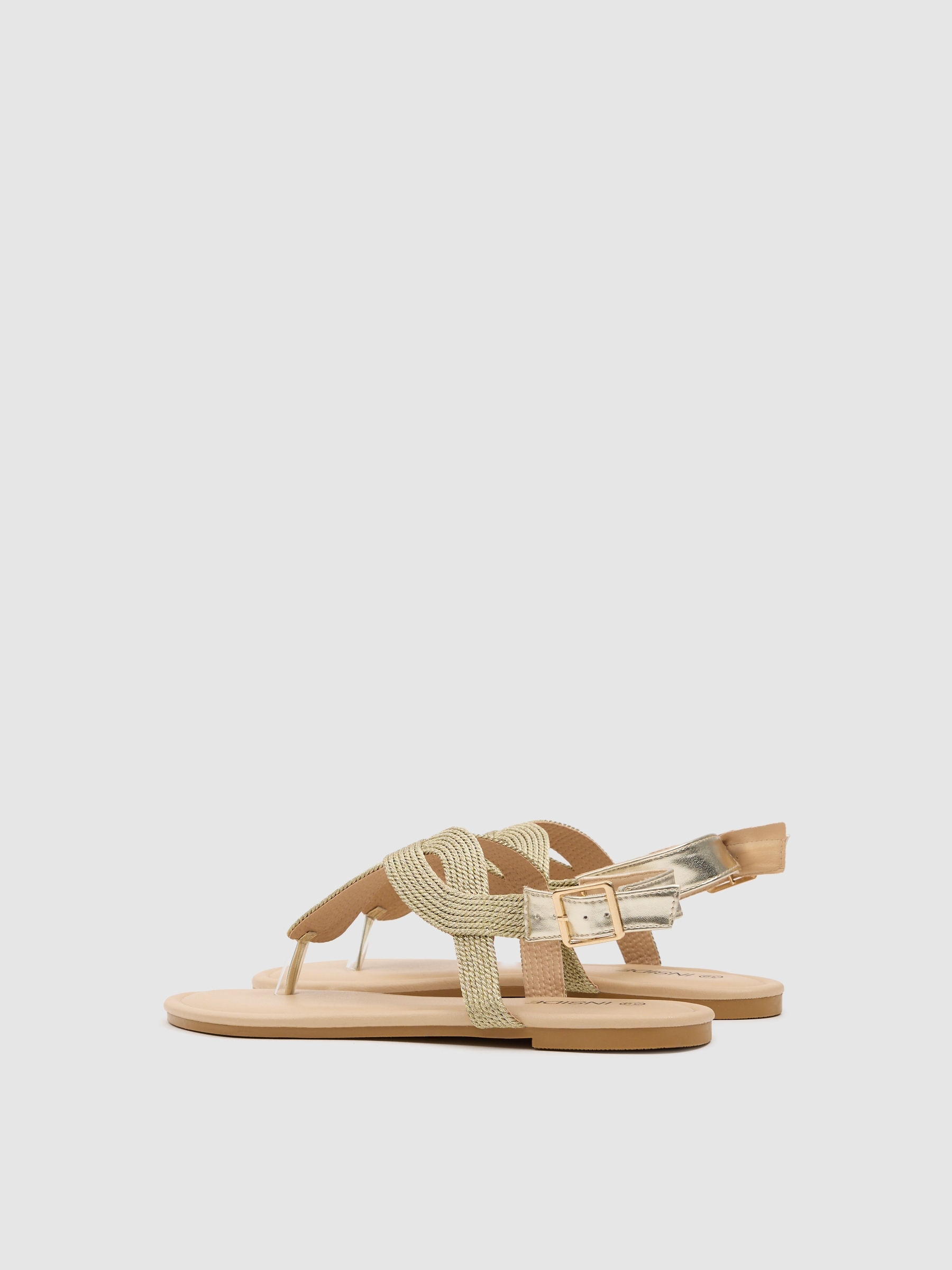 flat braided thong sandal beige