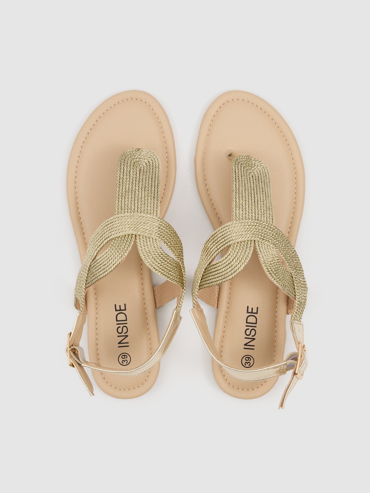 flat braided thong sandal beige zenithal view