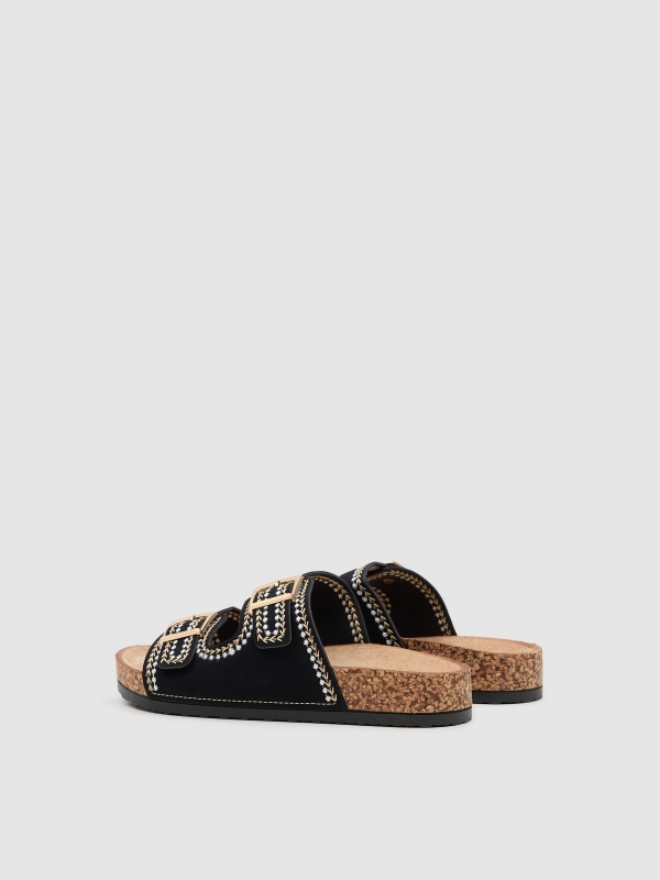 Bio-stitched sandal black 45º back view