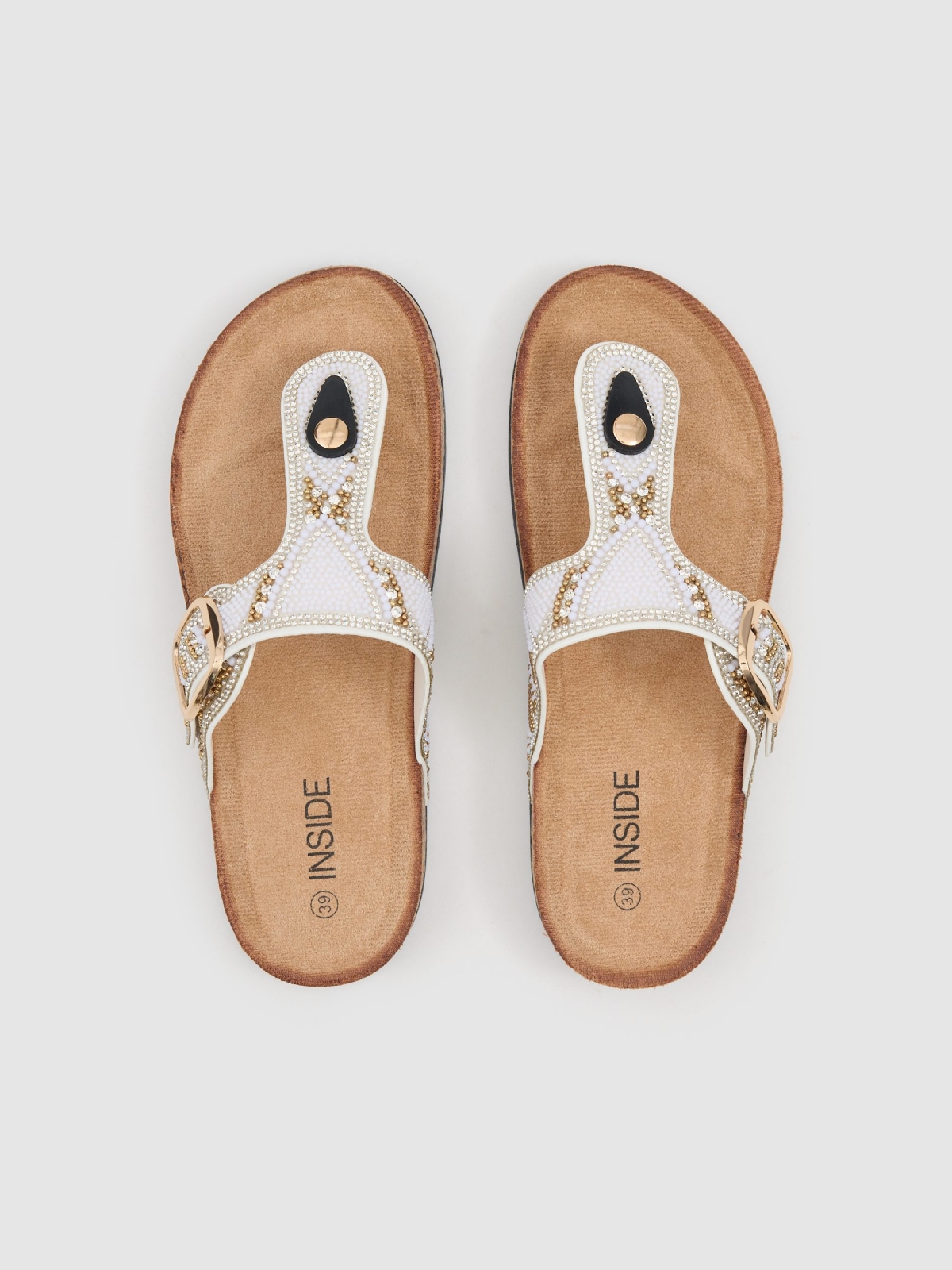 bio wedge sandal with glitter white zenithal view