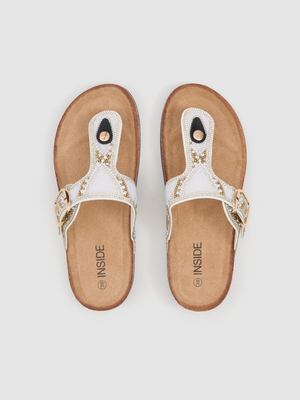 bio wedge sandal with glitter white zenithal view