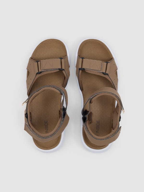 sport fisherman sandal with Velcro straps beige zenithal view