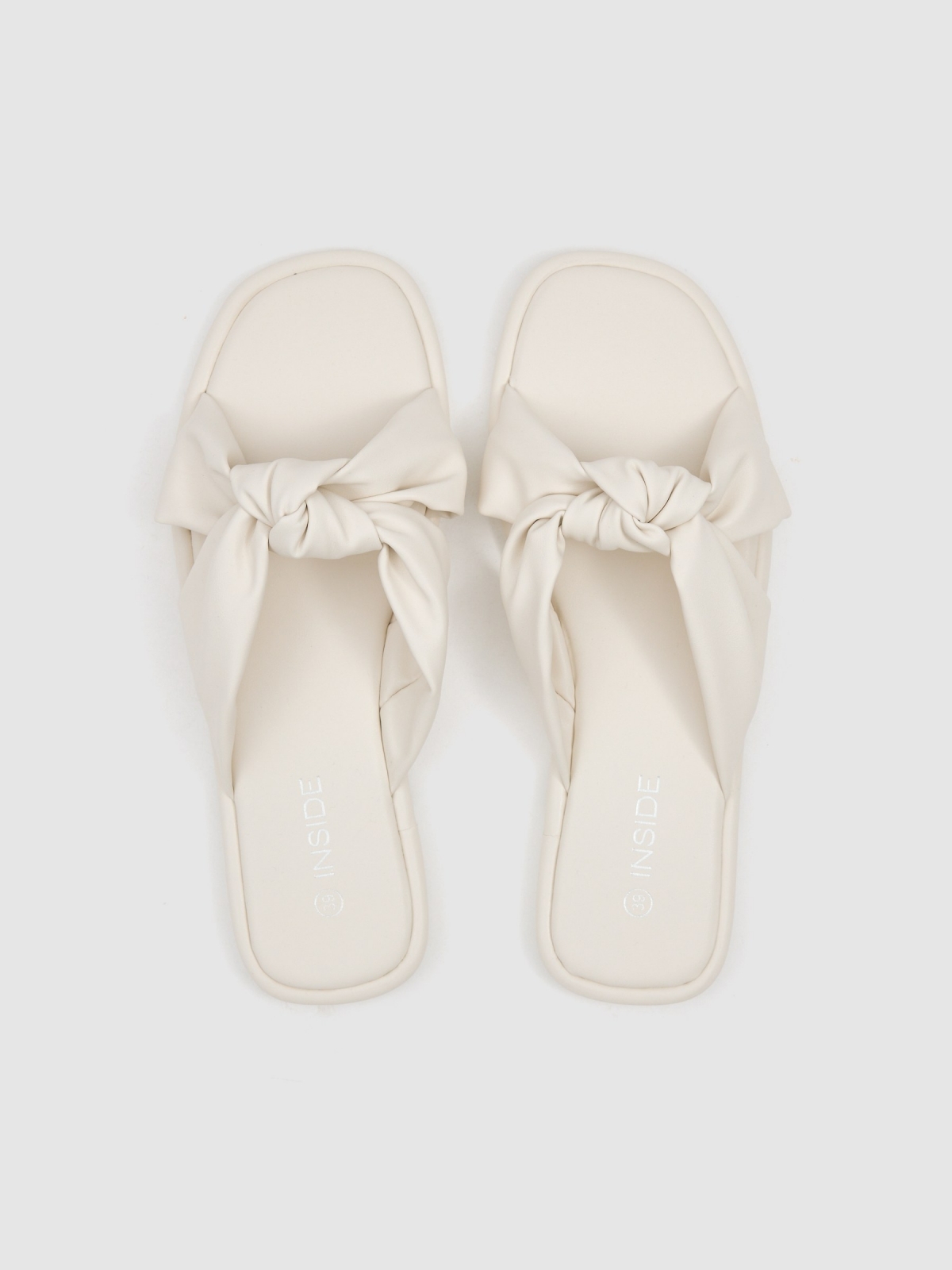 heeled sandal with bow strap beige zenithal view