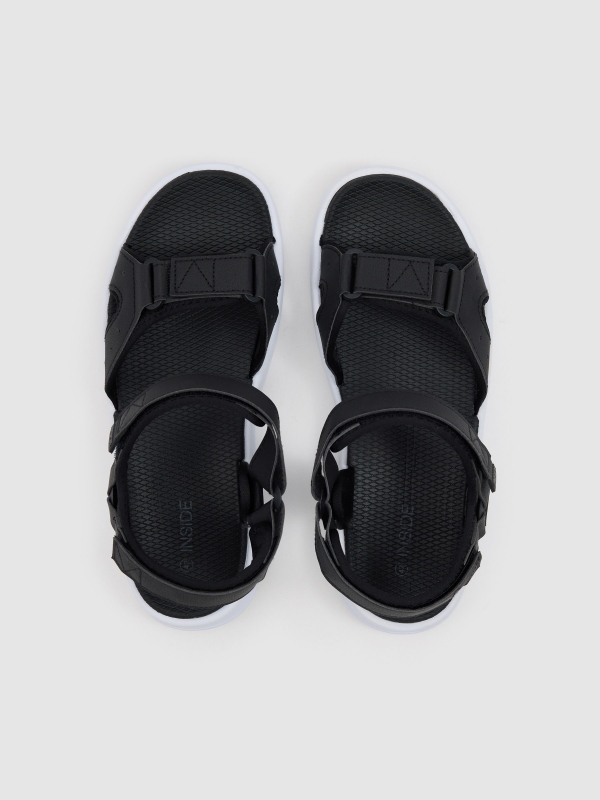 sport fisherman sandal with Velcro straps black zenithal view