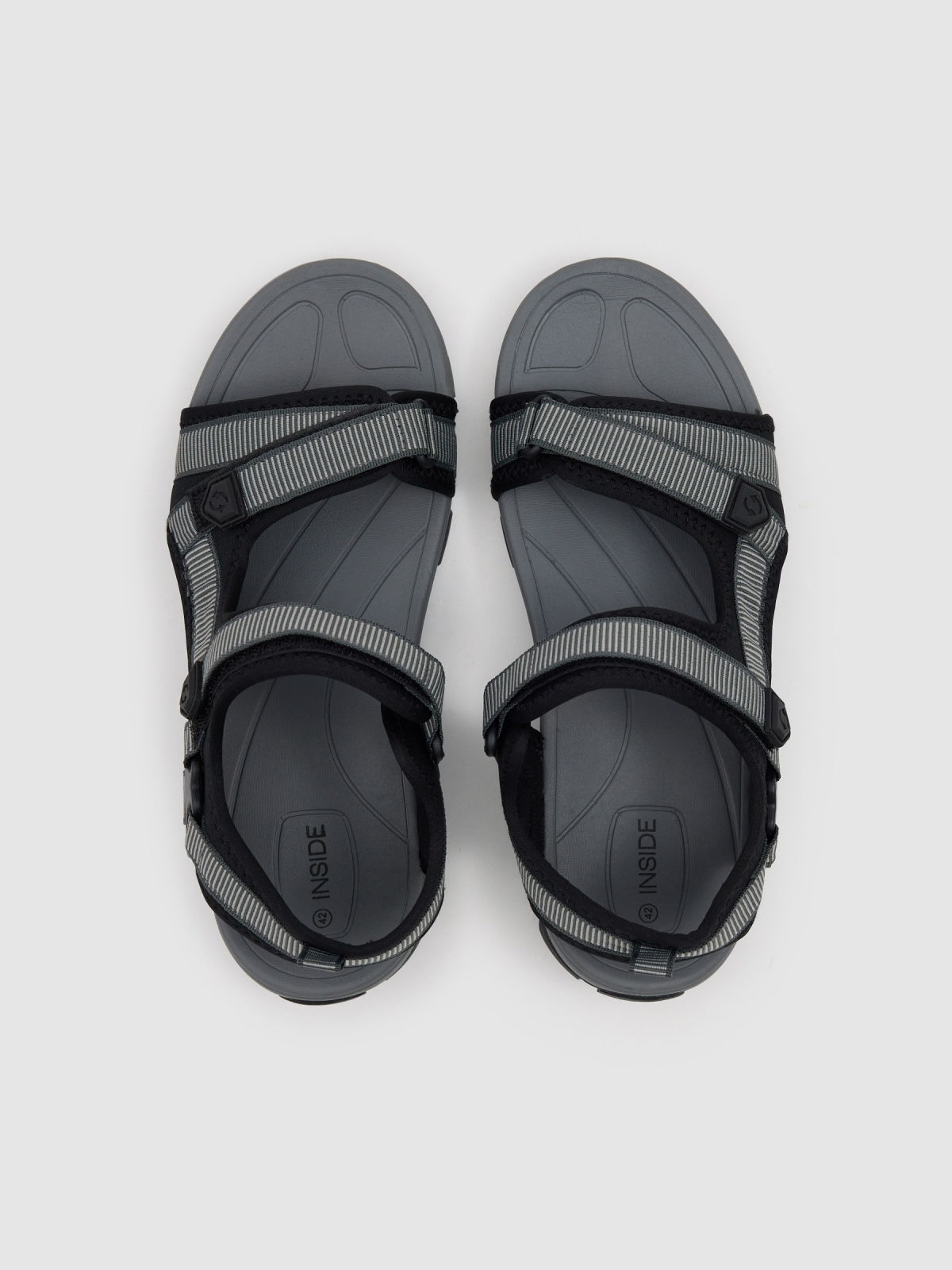 Canvas sport fisherman sandal grey zenithal view