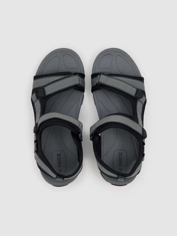 Canvas sport fisherman sandal grey zenithal view