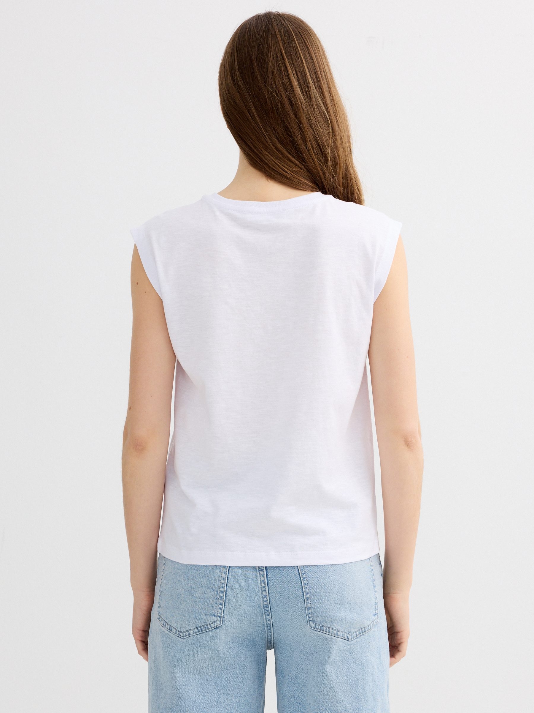 printed slub T-shirt white middle front view