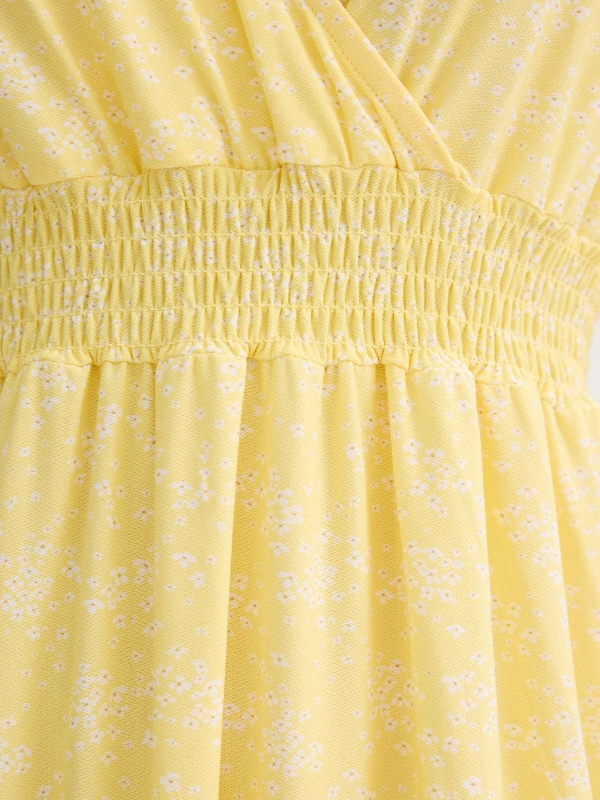 midi floral dress with smocked bodice yellow detail view