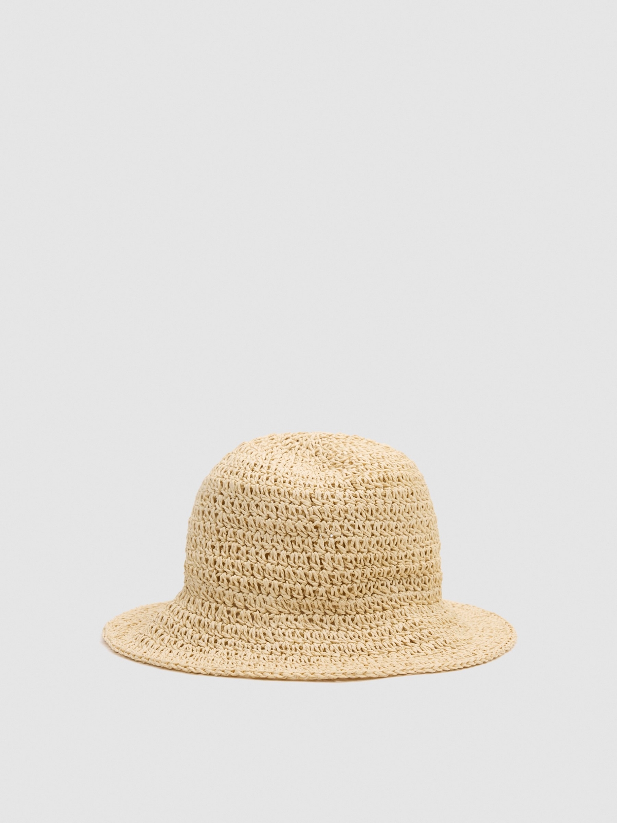 Jute bucket hat beige 45º front view