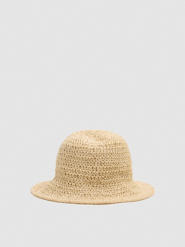 Jute bucket hat beige 45º front view