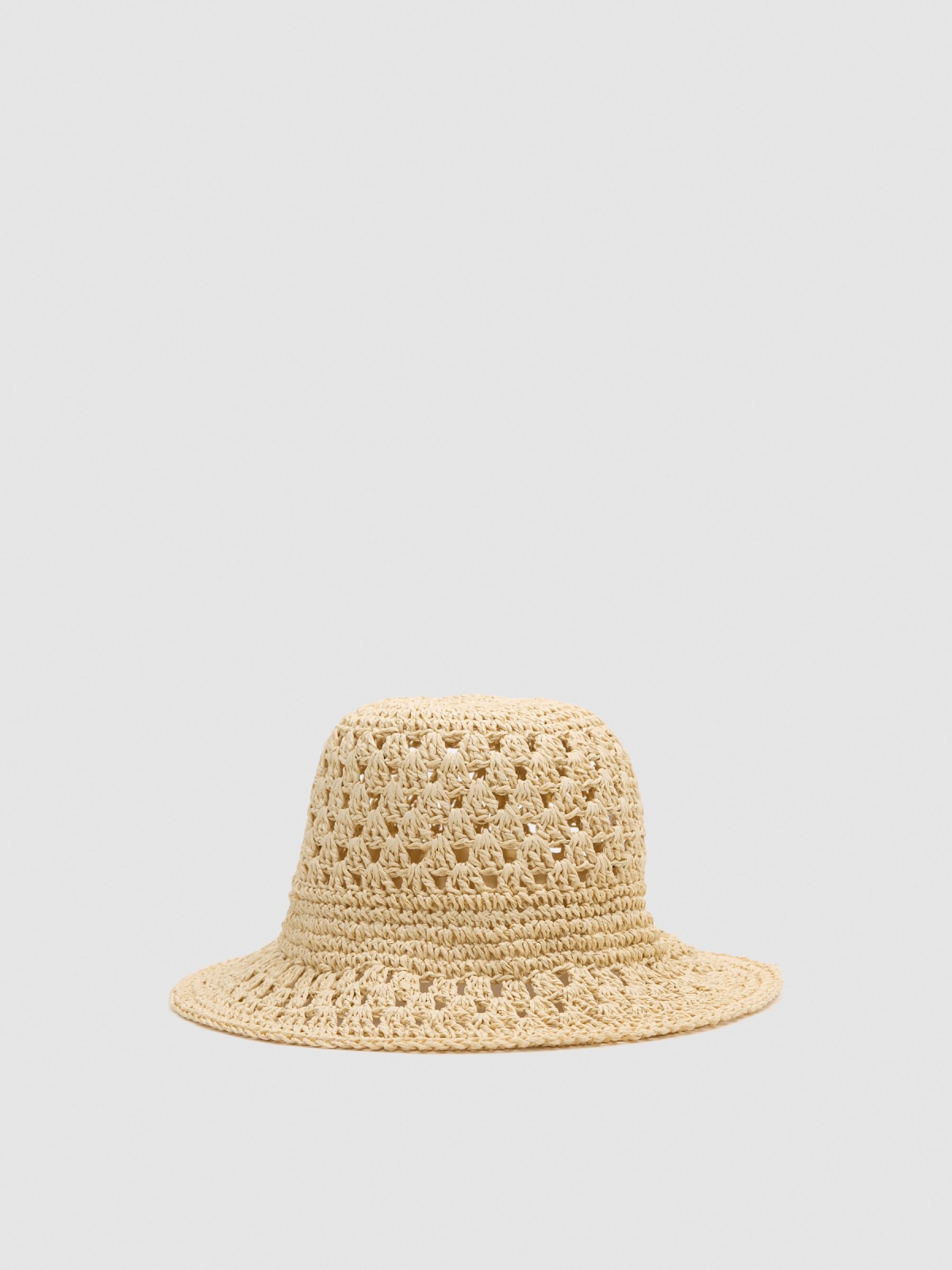 Jute bucket hat beige 45º front view