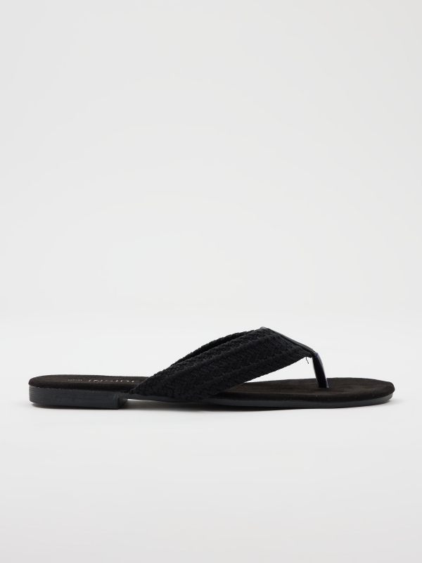 Embroidered toe sandal black
