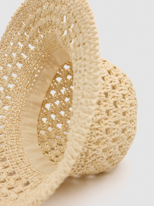 Gorro bucket de yute beige vista frontal