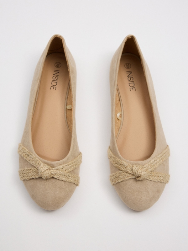 Ballerinas with crossed jute strap beige zenithal view