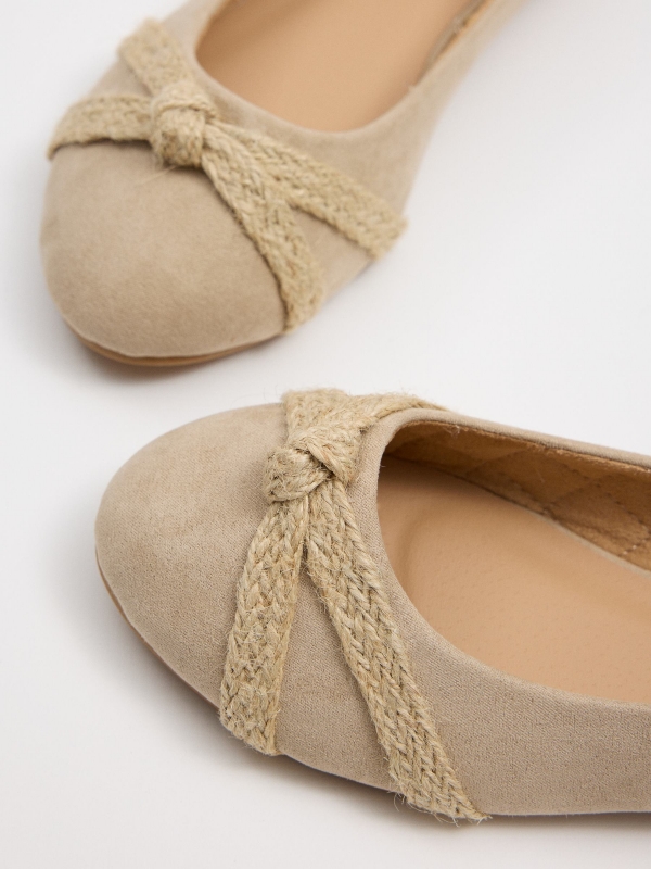 Ballerinas with crossed jute strap beige detail view