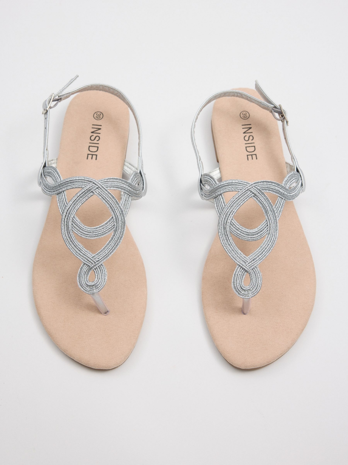 Glitter toe sandal silver zenithal view