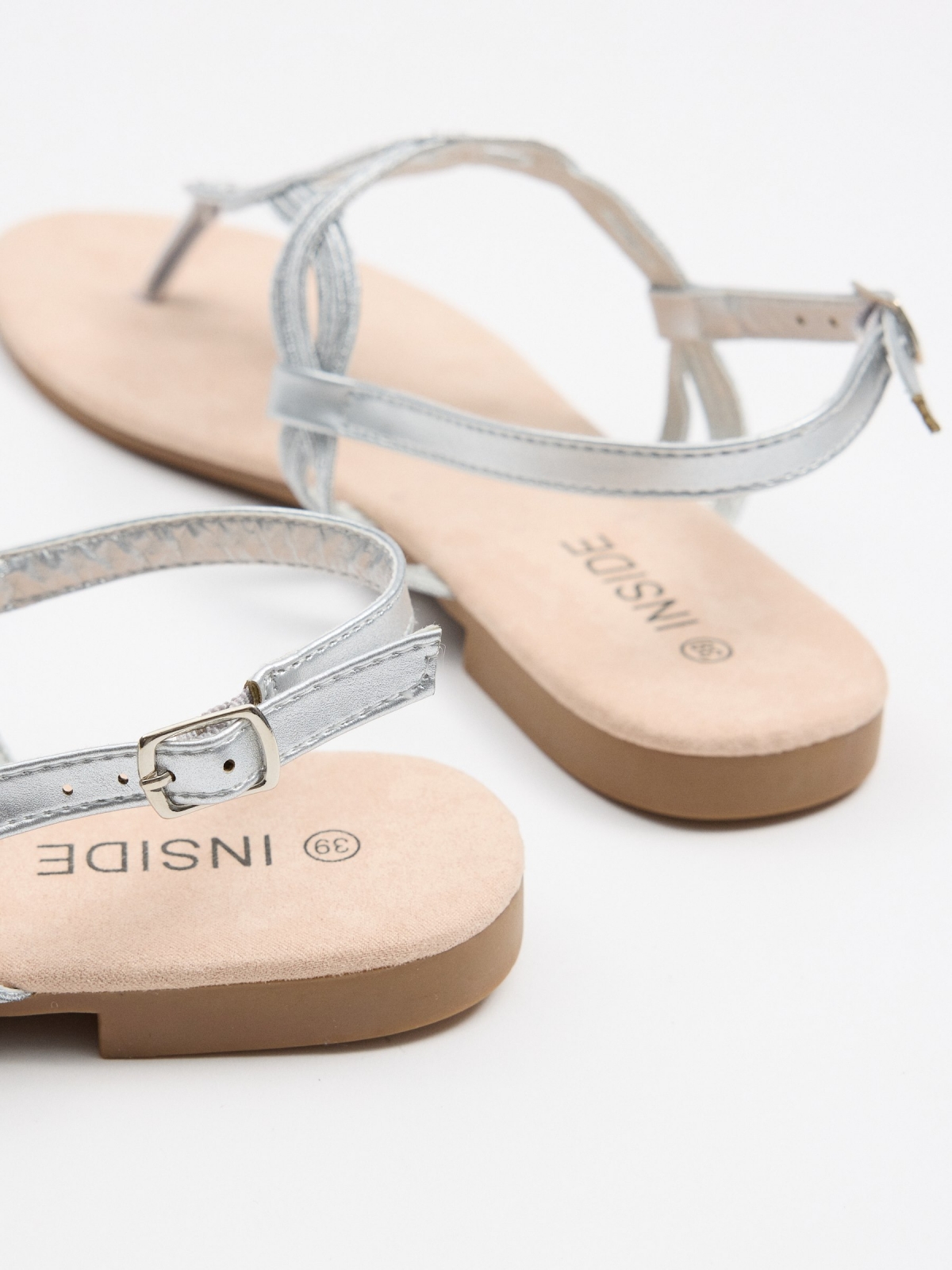 Glitter toe sandal silver detail view