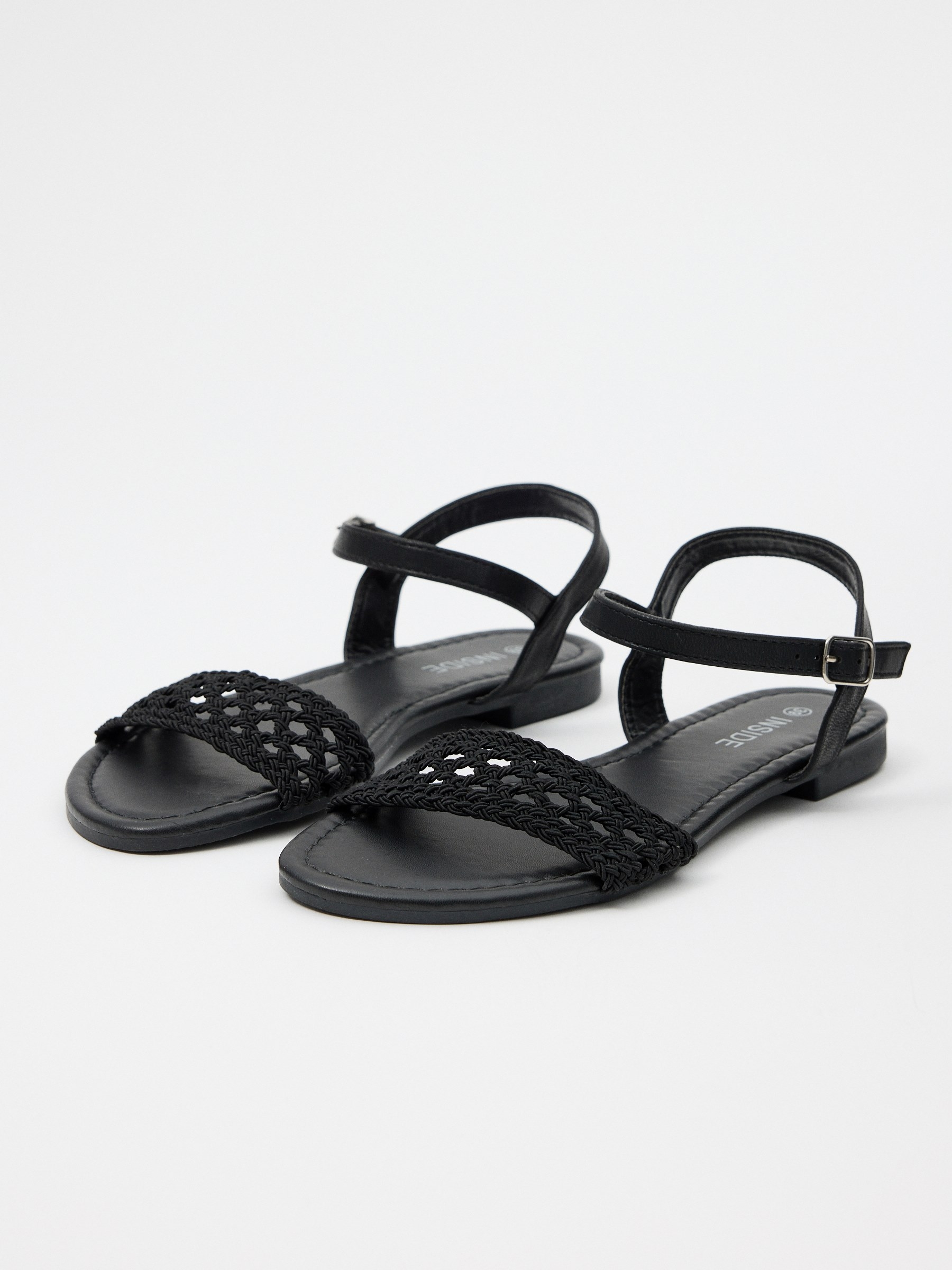 Braided knitted sandal black