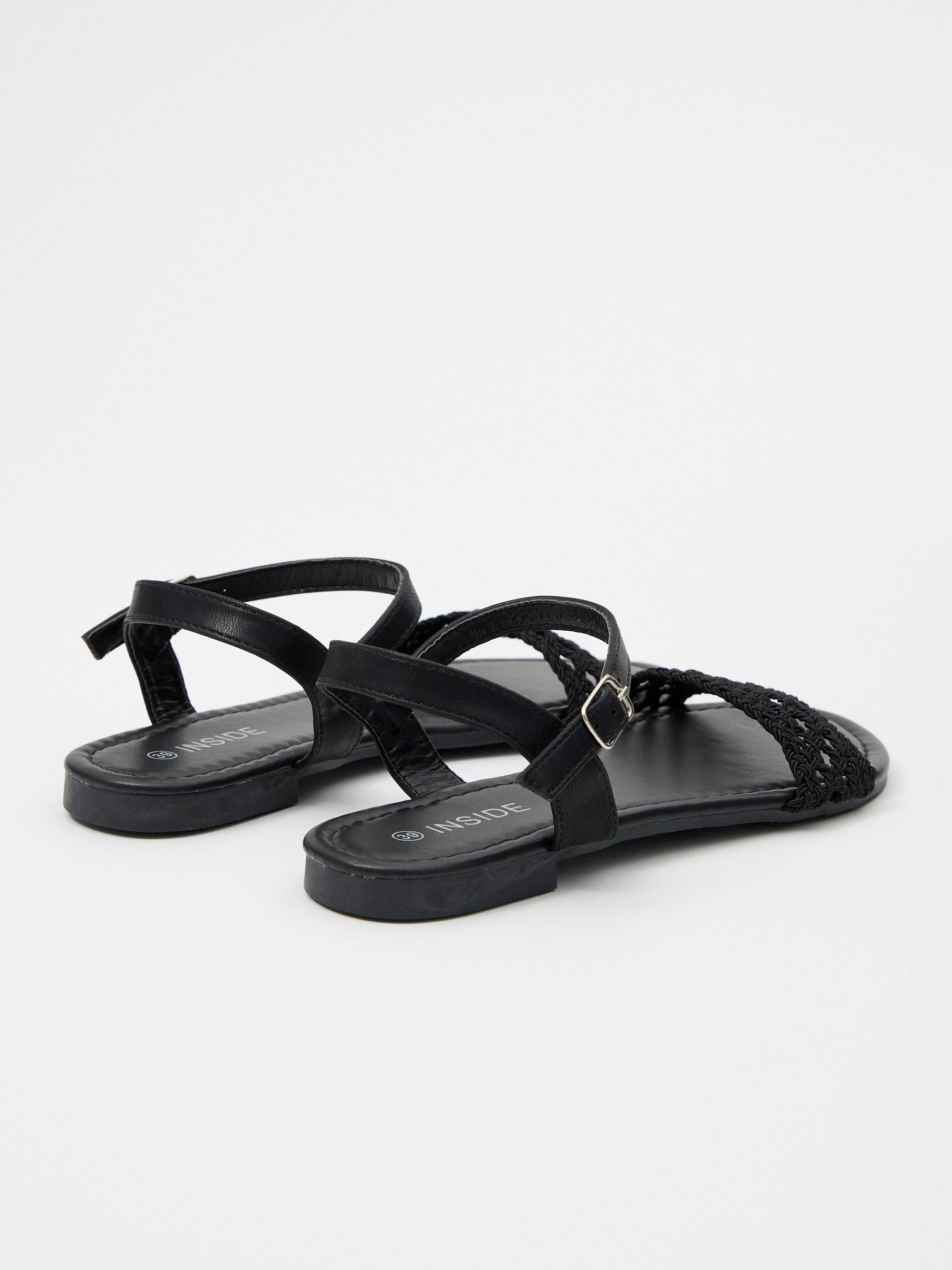 Braided knitted sandal black