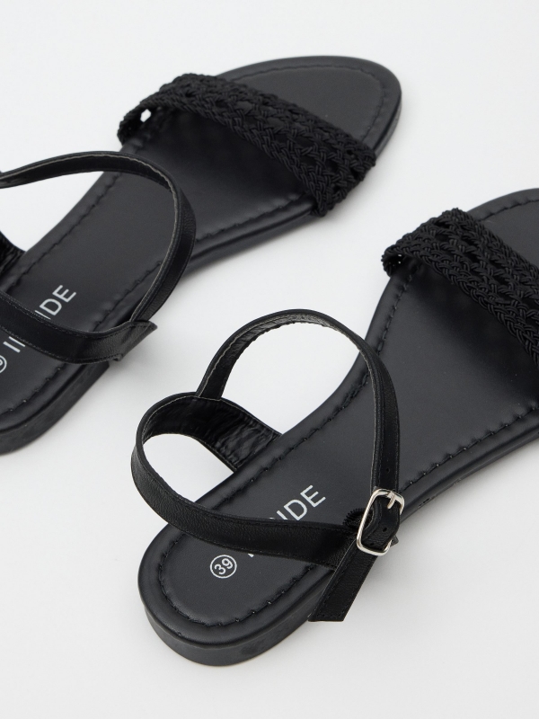 Braided knitted sandal black detail view