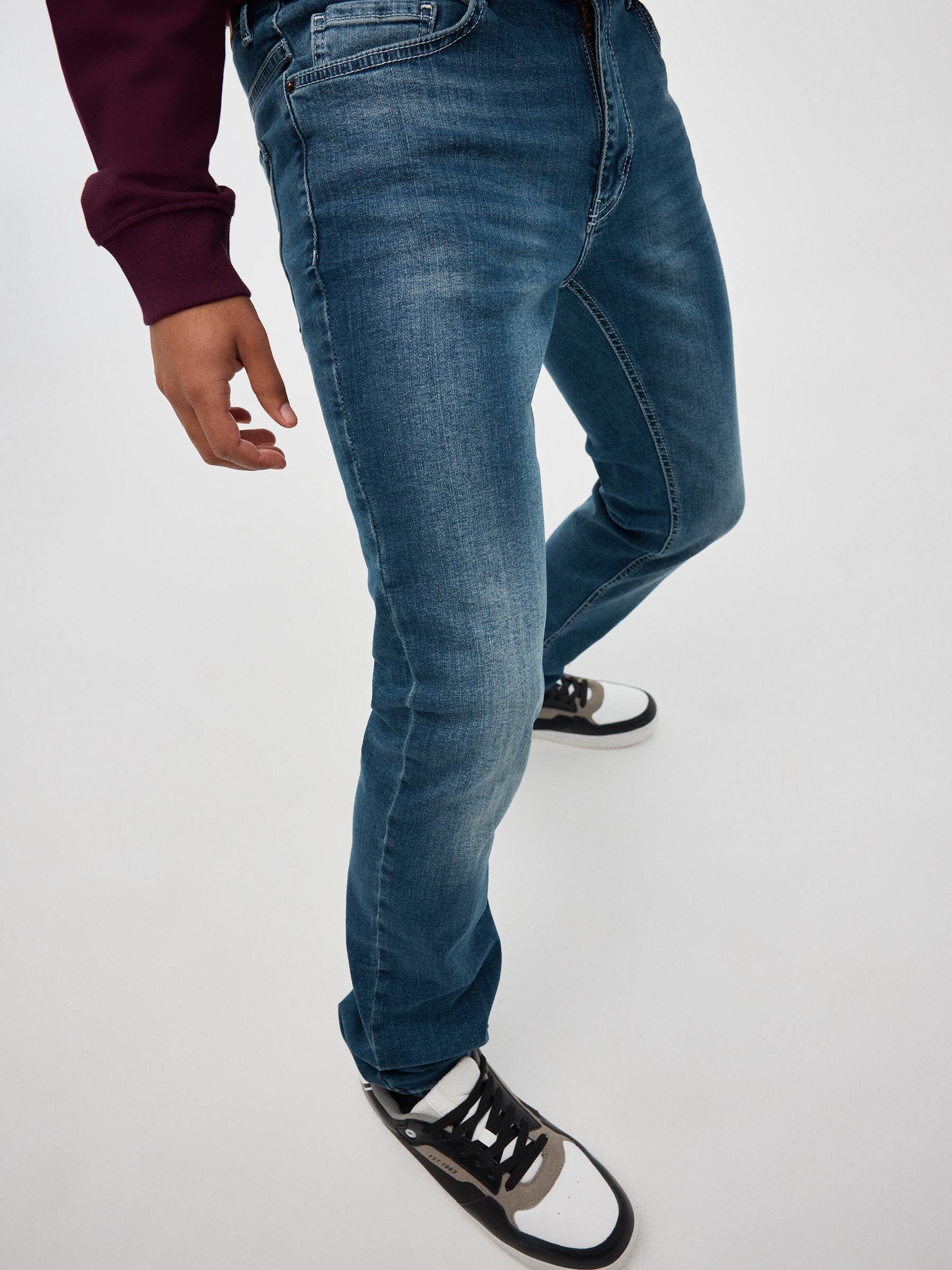 Dark blue regulation jeans blue general front view