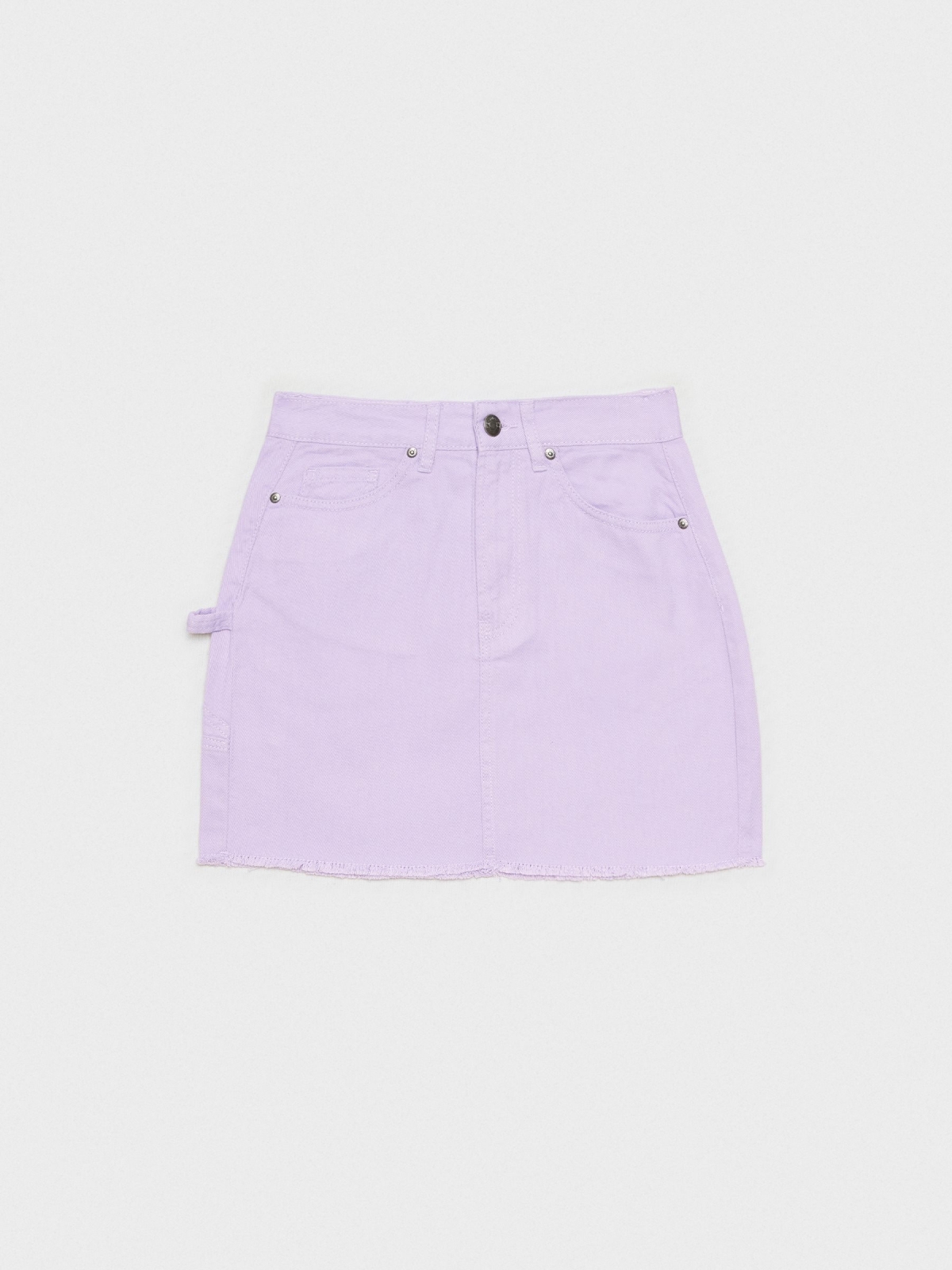%Pto% Denim skirt with pleated hem mauve