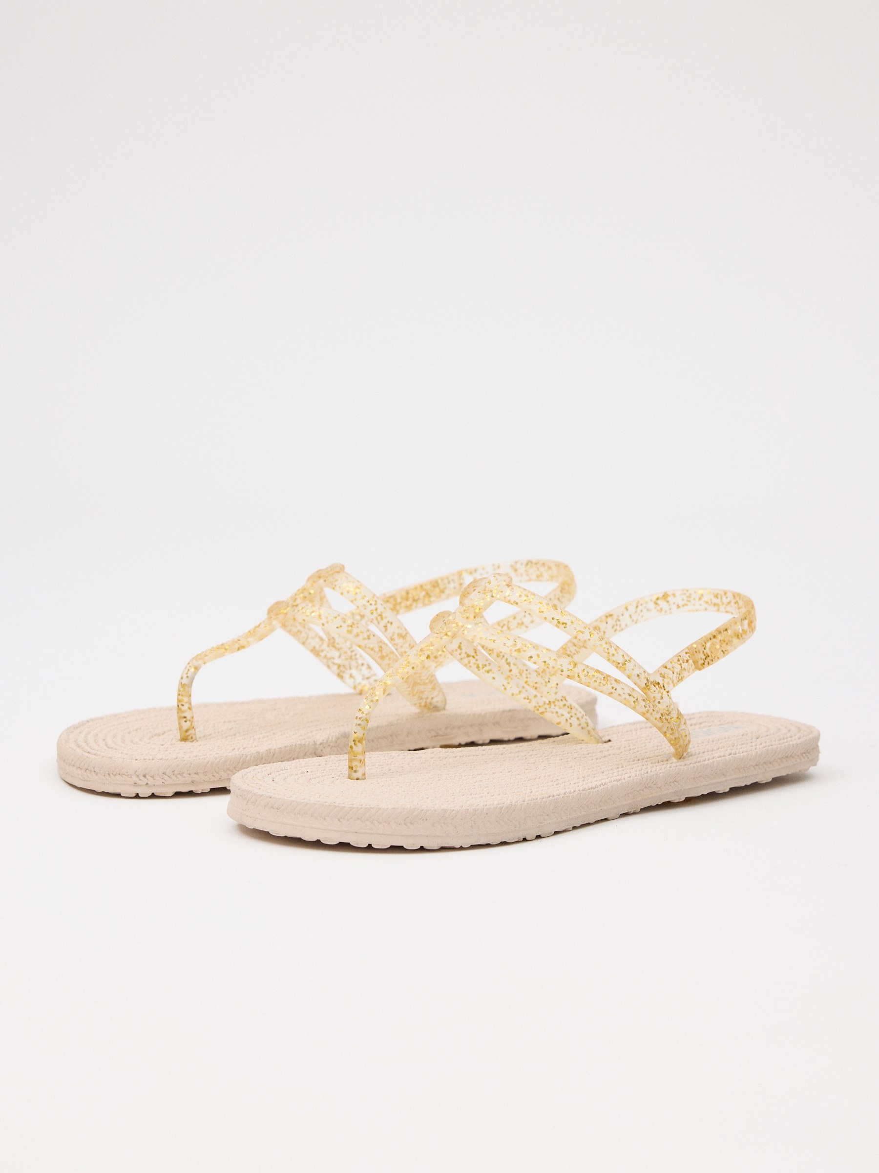 Chinelos de praia com tira brilhante dourado/prata