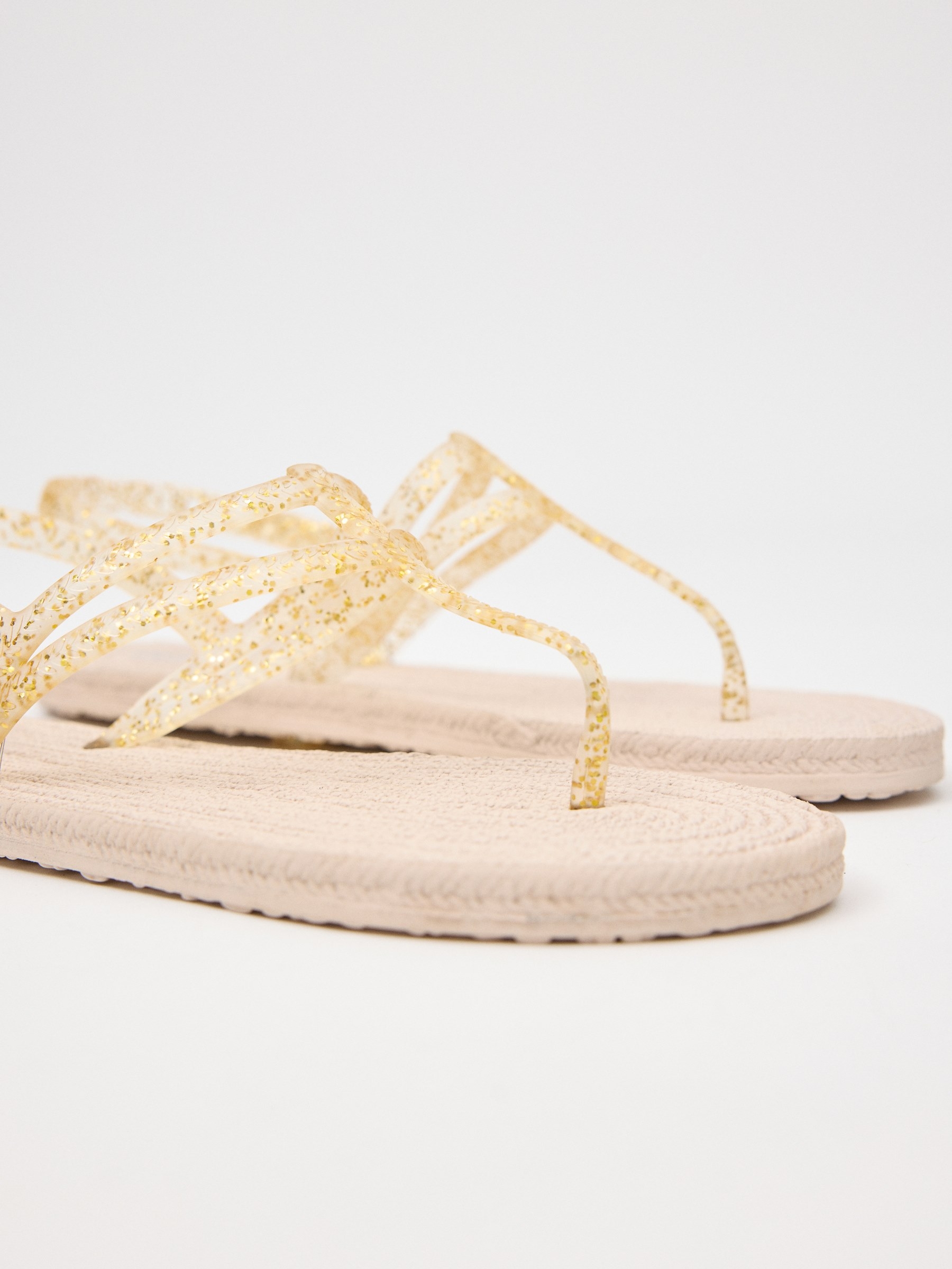 Chinelos de praia com tira brilhante dourado/prata