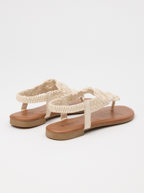 Sandálias Macramé off white vista traseira 45º