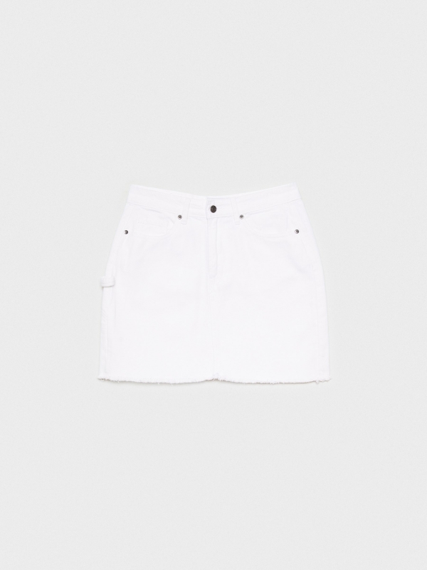  Falda denim con bajo deflecado blanco