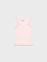 %Pto% Top regata com renda rosa