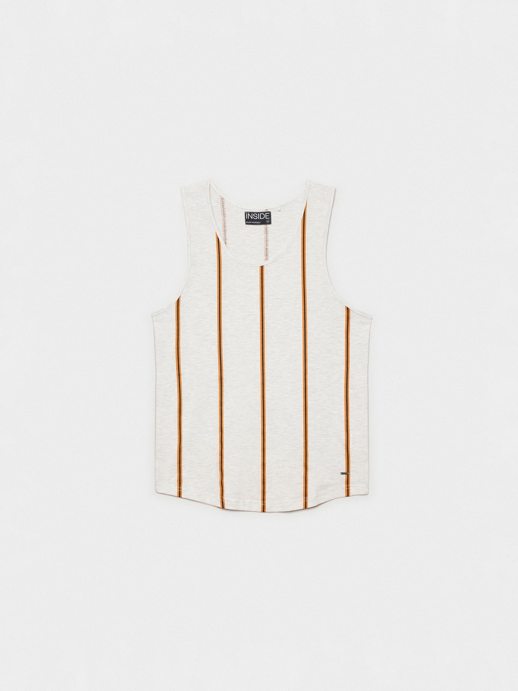 Camiseta desmangada de rayas