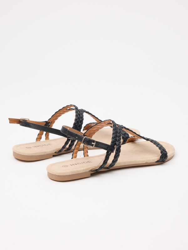 Sandal with straps black/beige 45º back view