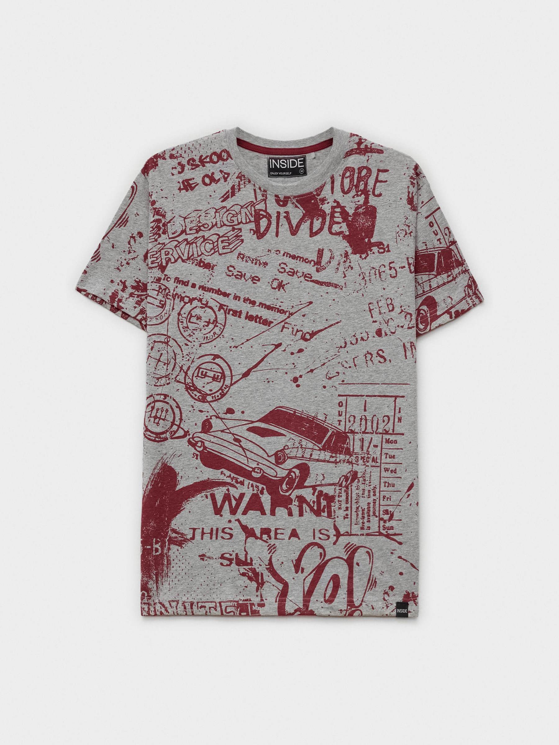 Total print t-shirt grey middle front view