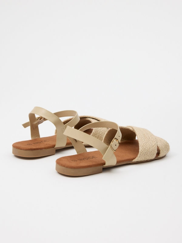Natural jute crossed sandal sand 45º back view