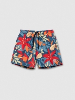 %Pto% Floral print swimsuit red front view