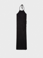 %Pto% Halter midi dress with slit black